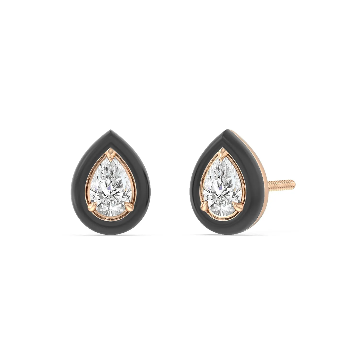 Pear Bezel Studs in Ceramic