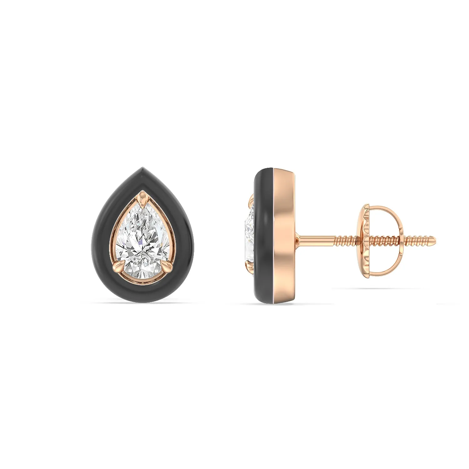 Pear Bezel Studs in Ceramic