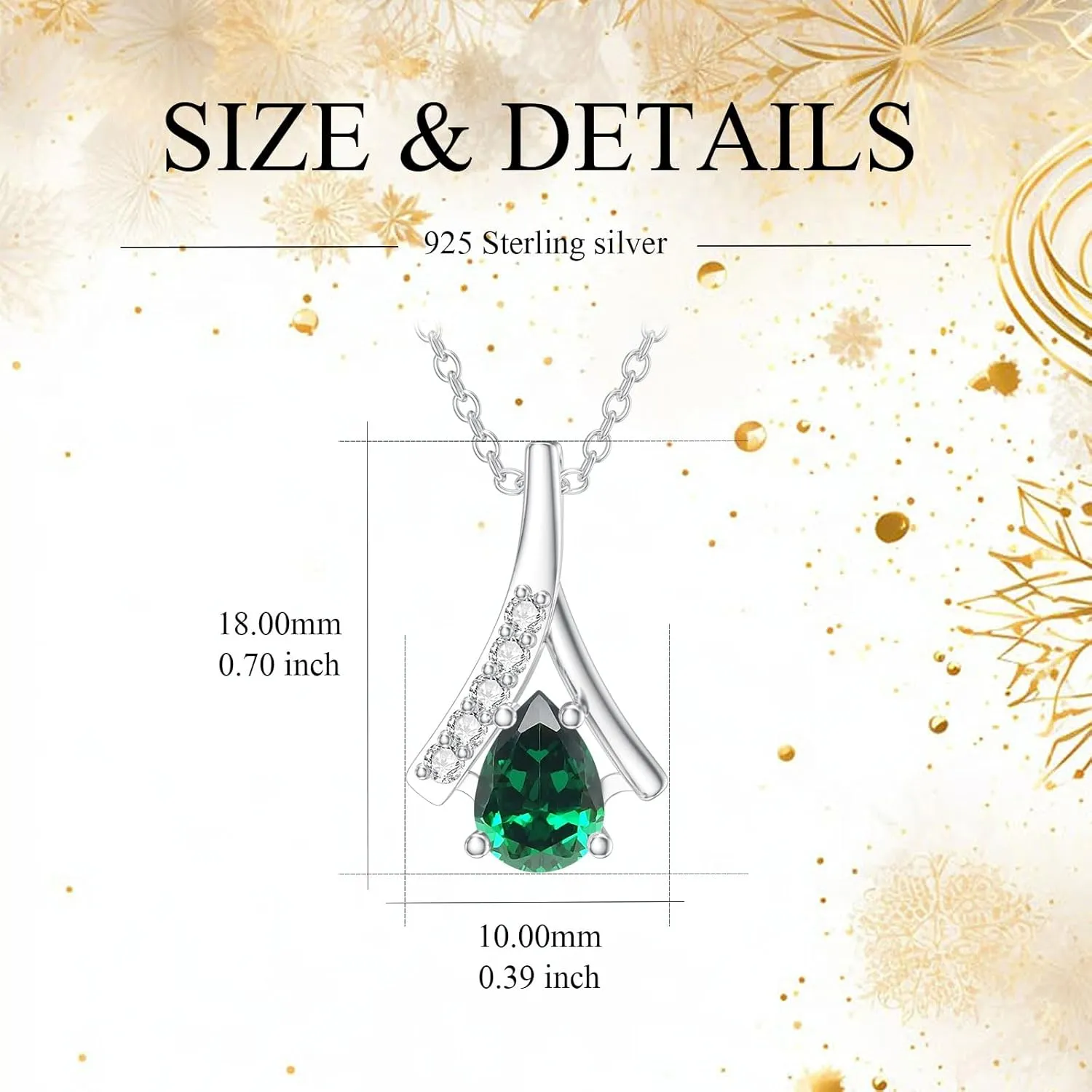 Pear Shaped Birthstone Pendant for Women with Lab Diamonds 925 Sterling Silver 1 Carat Teardrop Gemstone Birthstone Necklace Jewelry Gift for Her