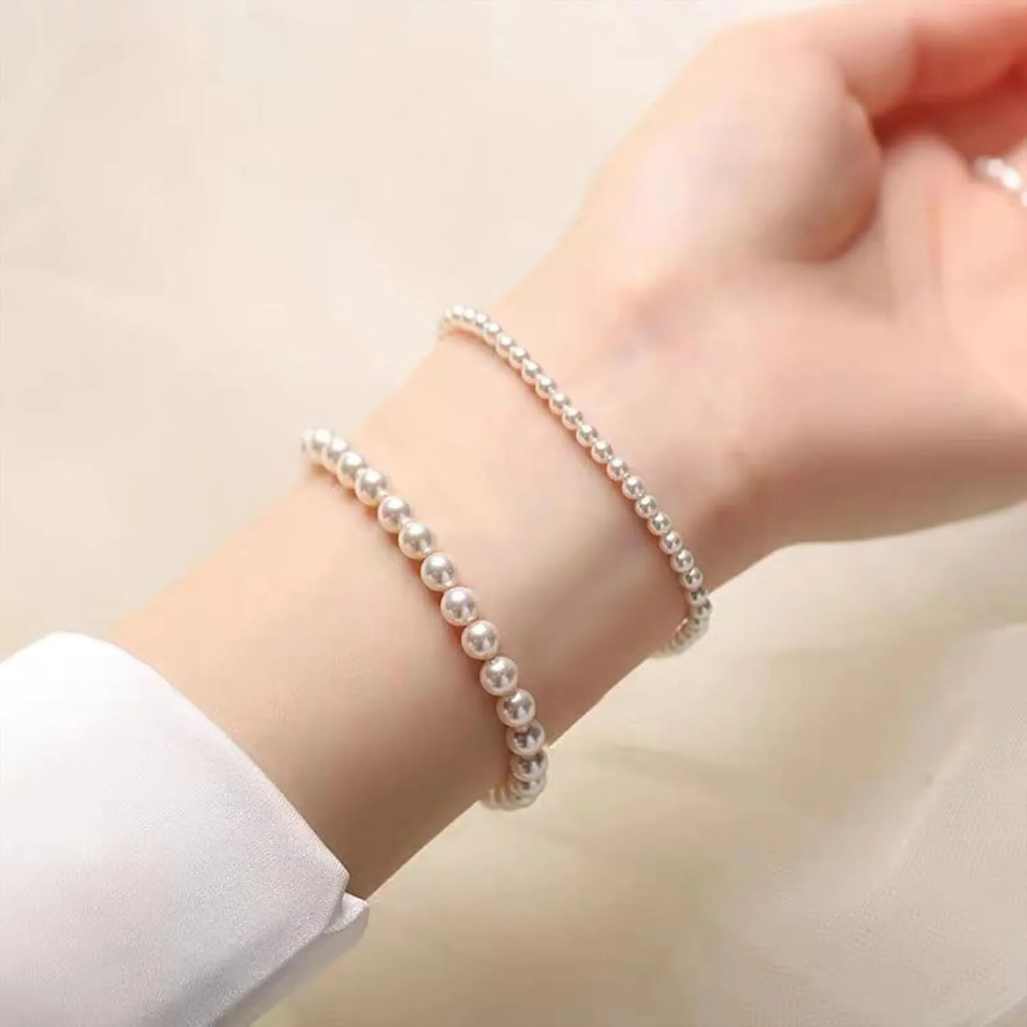 Pearl Bracelet for Women Gifts Trendy Stuff Dainty Bracelet White Baroque Pearl Wrist Bracelets Bridesmaid Bridal Wedding Jewelry Gifts