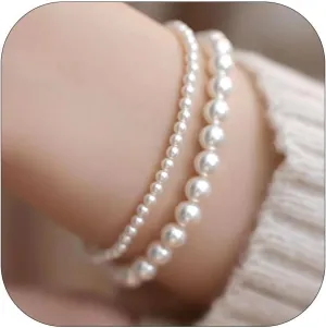 Pearl Bracelet for Women Gifts Trendy Stuff Dainty Bracelet White Baroque Pearl Wrist Bracelets Bridesmaid Bridal Wedding Jewelry Gifts