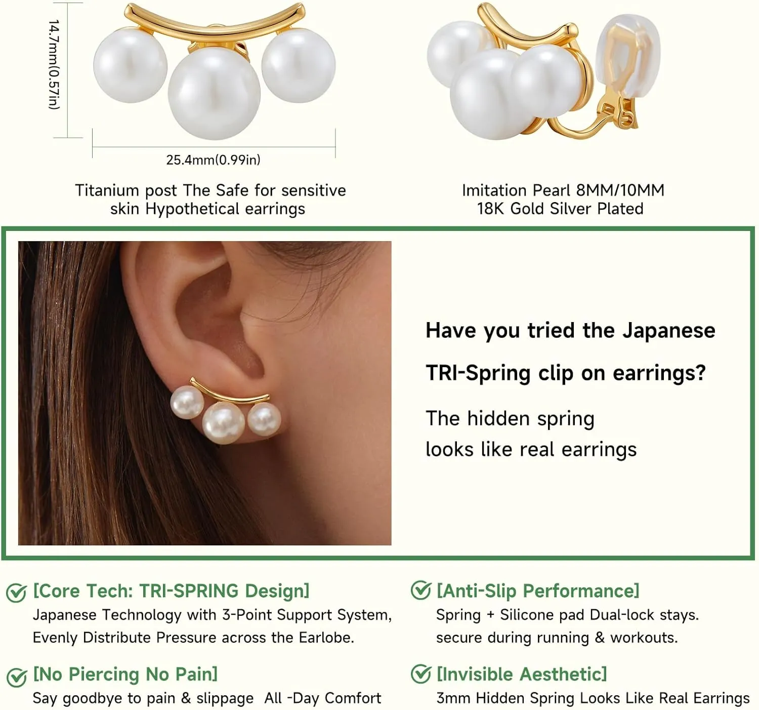 Pearl Clip on Earrings for Women Clip on Pearl Earrings Gold Clip Earrings Non Pierced Ear Clips for Designer Trendy Luxury Elegant Hypoallergenic Jewery