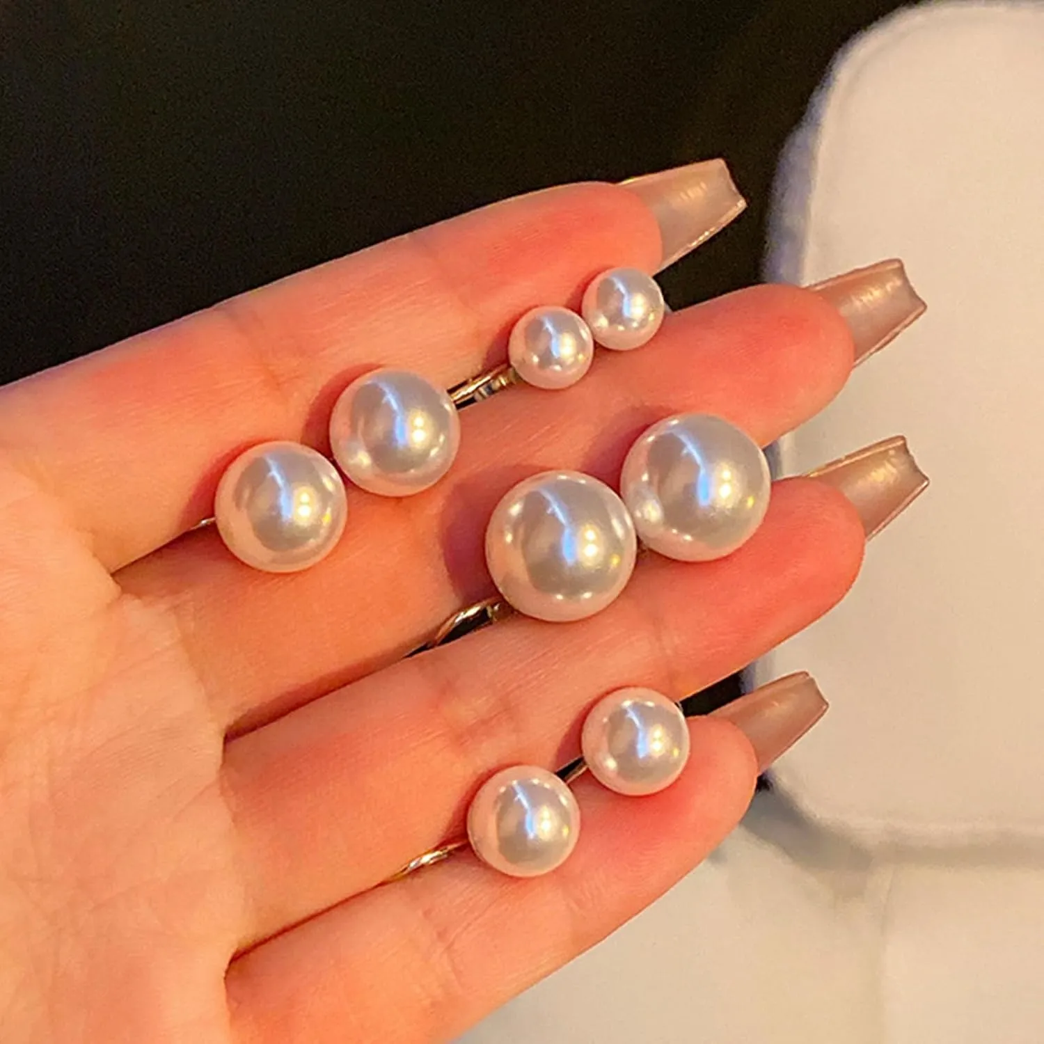 Pearl Clip on Earrings for Women Silver Rhinestones Pearl Dangle Drop Earring Large Pearls Earring Non Pierced Party Jewelry Wedding Jewelry for Brides Bridesmaid Birthday Gifts for Women