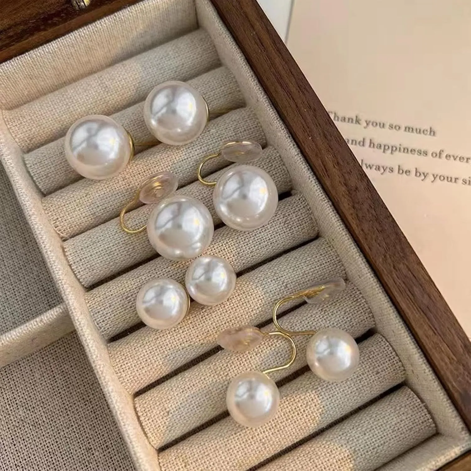 Pearl Clip on Earrings for Women Silver Rhinestones Pearl Dangle Drop Earring Large Pearls Earring Non Pierced Party Jewelry Wedding Jewelry for Brides Bridesmaid Birthday Gifts for Women