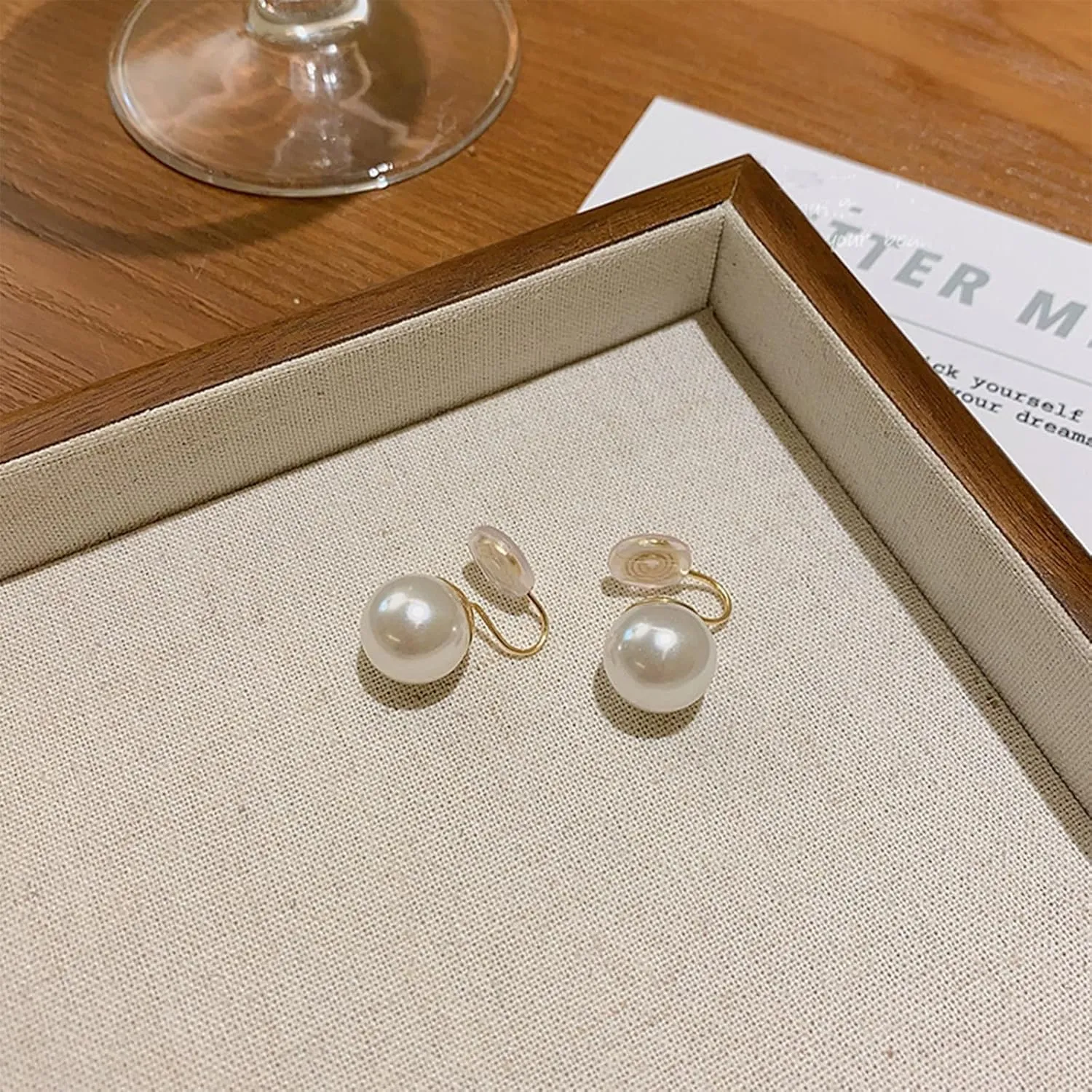 Pearl Clip on Earrings for Women Silver Rhinestones Pearl Dangle Drop Earring Large Pearls Earring Non Pierced Party Jewelry Wedding Jewelry for Brides Bridesmaid Birthday Gifts for Women