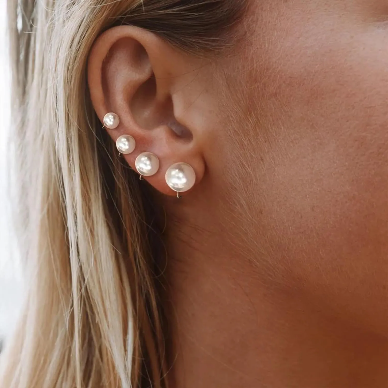 Pearl Clip on Earrings for Women Silver Rhinestones Pearl Dangle Drop Earring Large Pearls Earring Non Pierced Party Jewelry Wedding Jewelry for Brides Bridesmaid Birthday Gifts for Women