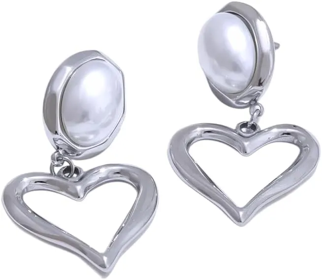 Pearl earrings for women Arrivals Imitation Pearls Heart Love Classic Earrings PVD Plated Elegant Daily Basic Jewelry Prevent Allergy Gift-T73