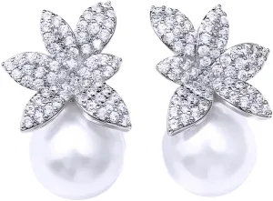 Pearl earrings for women Korean Female Crystal Imitation Pearls Leaf Stud Earrings for Women Micro Zircon Charm Bridal Jewelry-T76