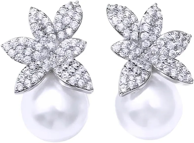 Pearl earrings for women Korean Female Crystal Imitation Pearls Leaf Stud Earrings for Women Micro Zircon Charm Bridal Jewelry-T76