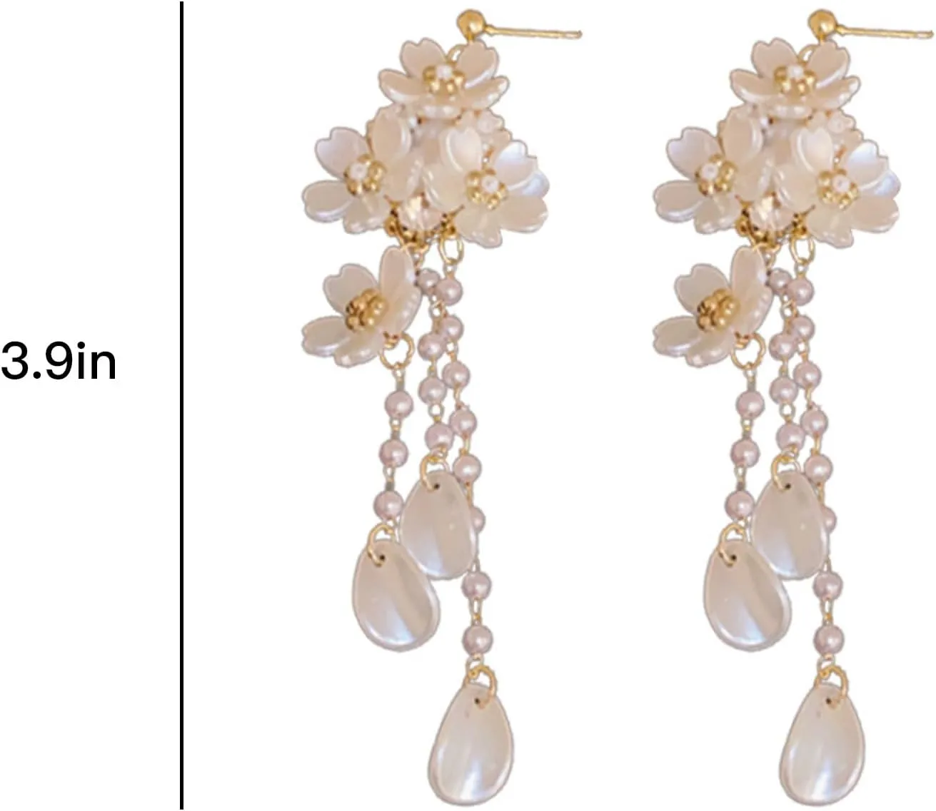 Pearl Flower Earrings for Women Wedding Earrings for Brides White Flower Dangle Earrings Bride Pearl Wedding Jewelry Gifts