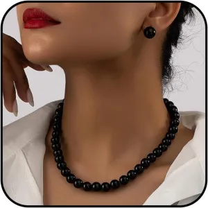 Pearl Jewelry Set for Women Trendy Pearl Necklace and Earring Set Big Pearls Earrings Chunky Pearls Necklaces for Women Wedding Jewelry for Bride Bridesmaid