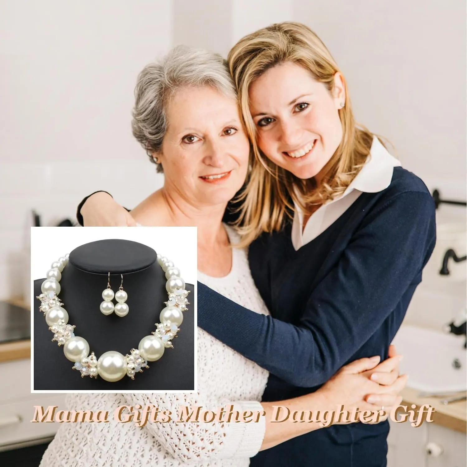 Pearl Necklace and Earring Set Pearl Wedding Jewelry Set for Women Chunky Pearls Choker Necklaces Stud Earrings Bride Bridesmaid Wedding Jewelry Gifts