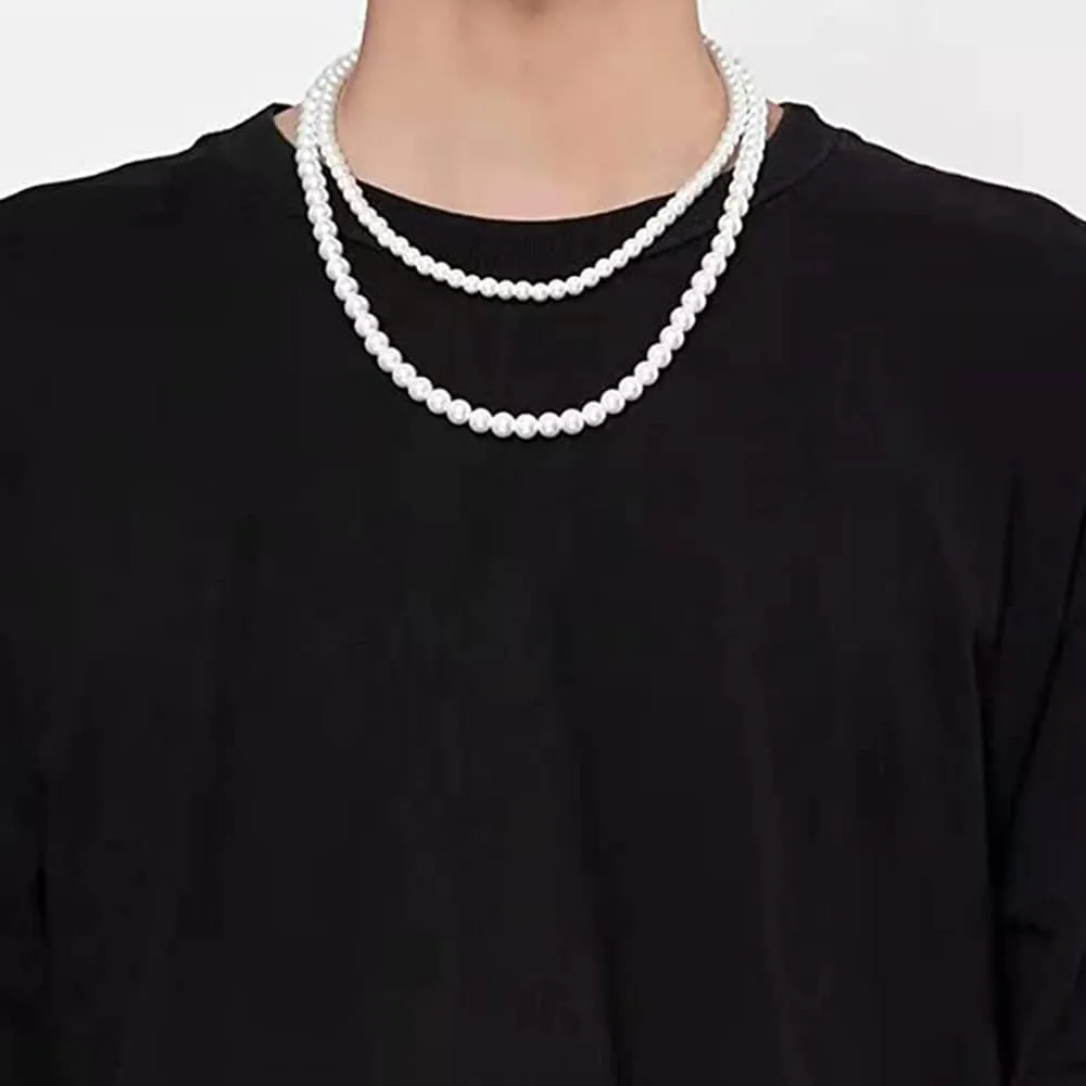 Pearl Necklace for Men White Pearl Choker Necklaces Mens Pearl Necklace Gift for Women Girls