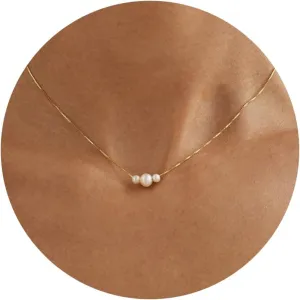 Pearl Necklaces for Women-14k Gold Plated Layered-Single Pearl Necklace Simple Pearl Choker Necklaces for Women Trendy Cute Gold Necklace Jewelry for Women Gifts