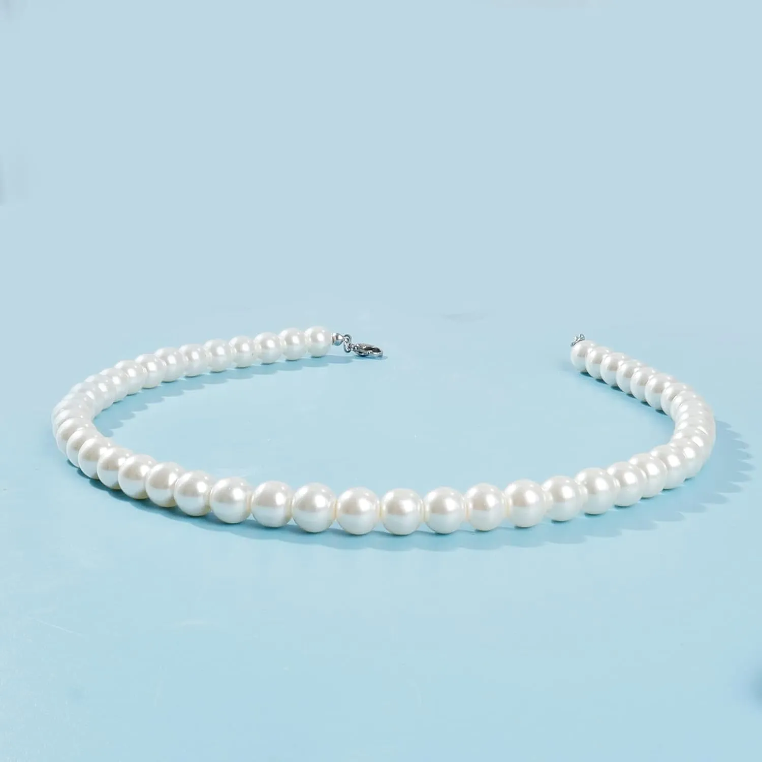 Pearl Necklaces for Women Chunky Pearl Necklace Big Pearl Necklace Statement Necklace Trendy Wedding Party Prom Jewelry for Birde Bridesmaid Accessories