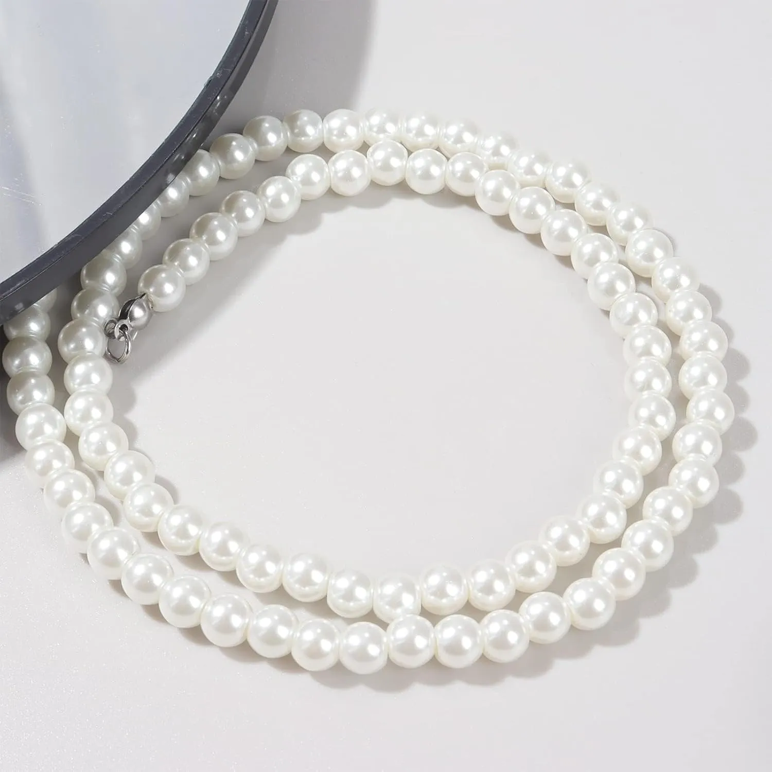 Pearl Necklaces for Women Chunky Pearl Necklace Big Pearl Necklace Statement Necklace Trendy Wedding Party Prom Jewelry for Birde Bridesmaid Accessories
