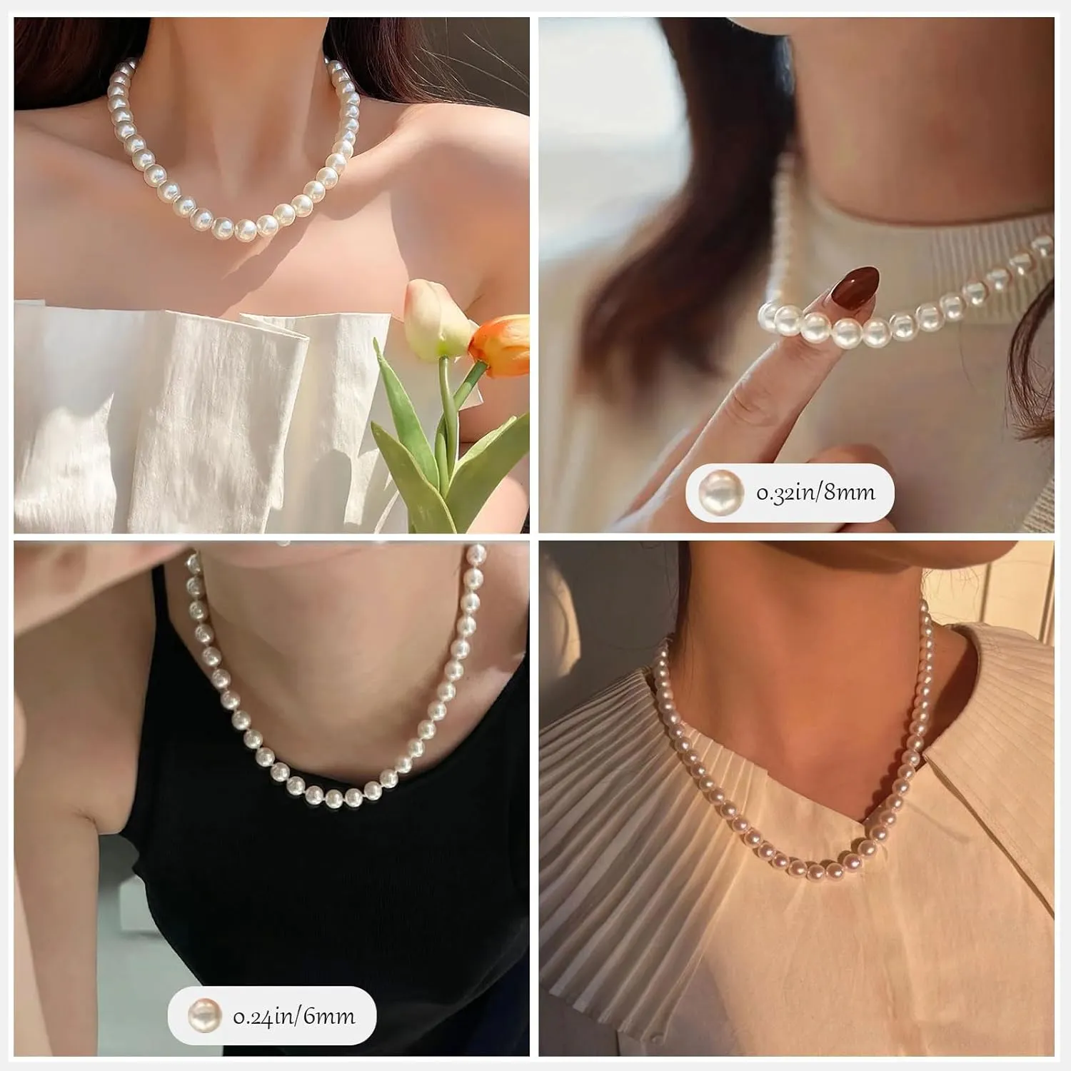 Pearl Necklaces for Women Chunky Pearl Necklace Big Pearl Necklace Statement Necklace Trendy Wedding Party Prom Jewelry for Birde Bridesmaid Accessories