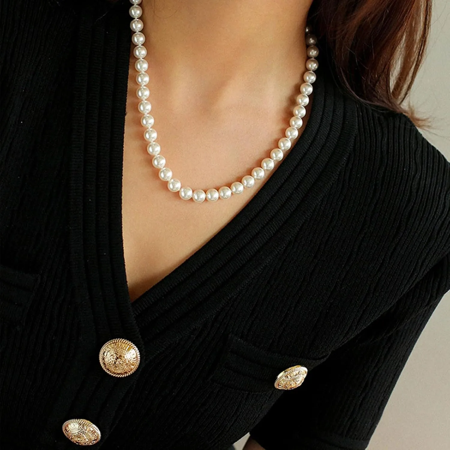 Pearl Necklaces for Women Chunky Pearl Necklace Big Pearl Necklace Statement Necklace Trendy Wedding Party Prom Jewelry for Birde Bridesmaid Accessories