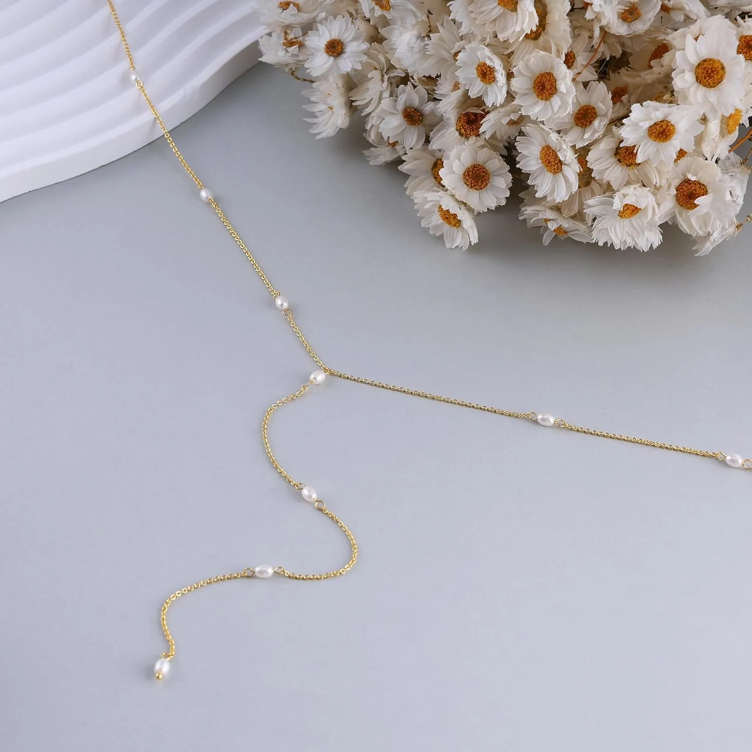 Pearl Necklaces for Women, Dainty Gold Necklace 14K Gold Plated Charm CZ Pearl Pendant Necklace Simple Gold Pearl Choker Necklaces for Women Trendy Wedding Womens Jewelry