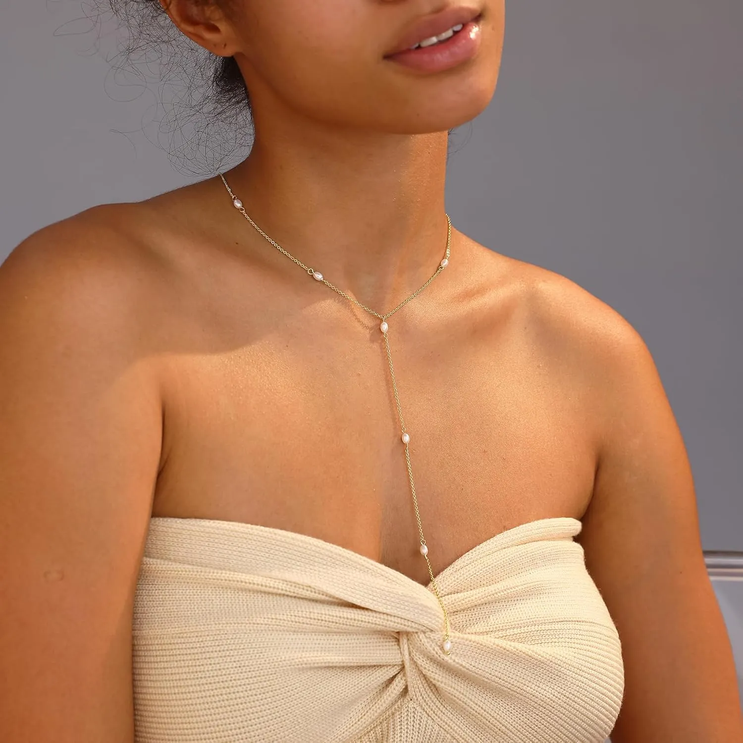 Pearl Necklaces for Women, Dainty Gold Necklace 14K Gold Plated Charm CZ Pearl Pendant Necklace Simple Gold Pearl Choker Necklaces for Women Trendy Wedding Womens Jewelry