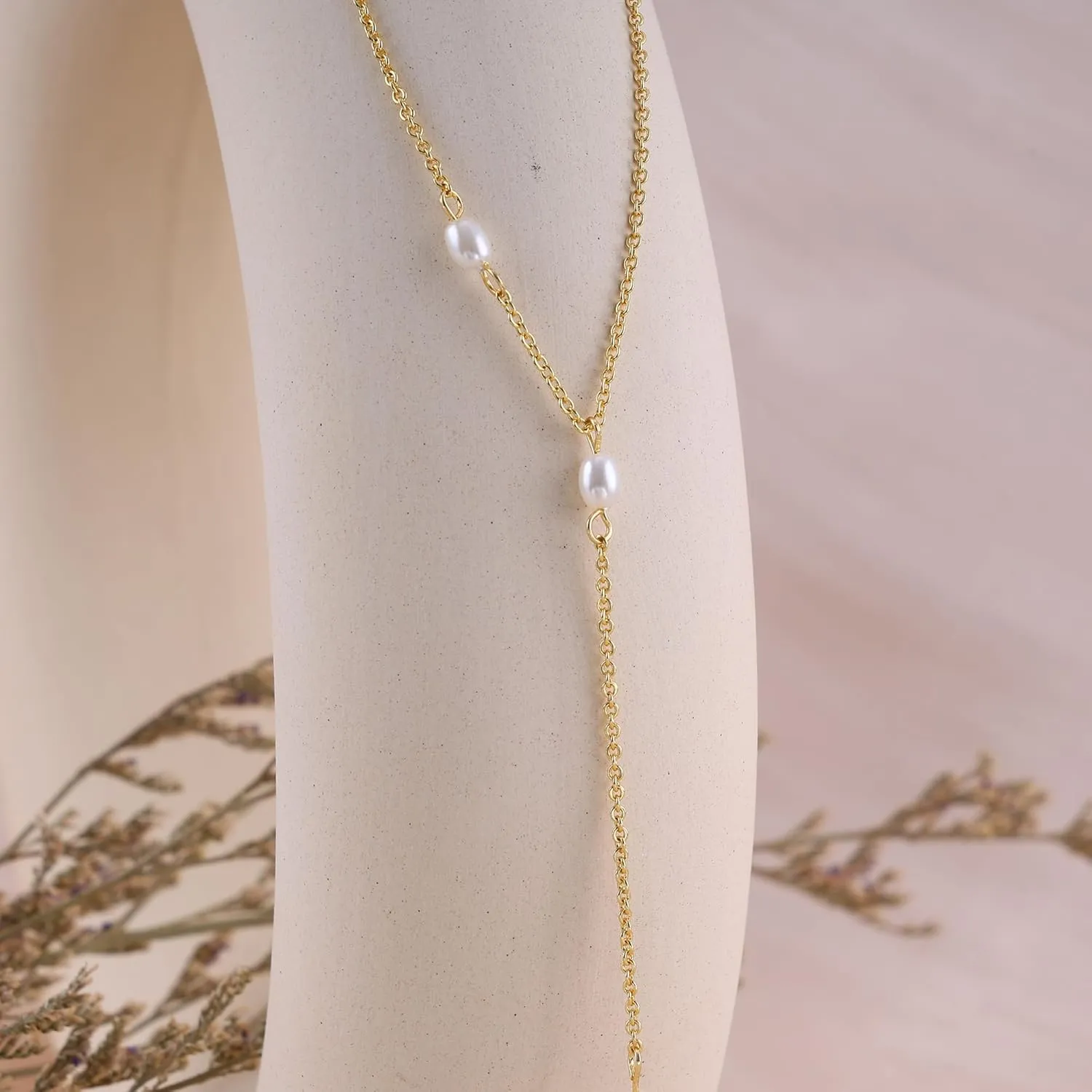Pearl Necklaces for Women, Dainty Gold Necklace 14K Gold Plated Charm CZ Pearl Pendant Necklace Simple Gold Pearl Choker Necklaces for Women Trendy Wedding Womens Jewelry