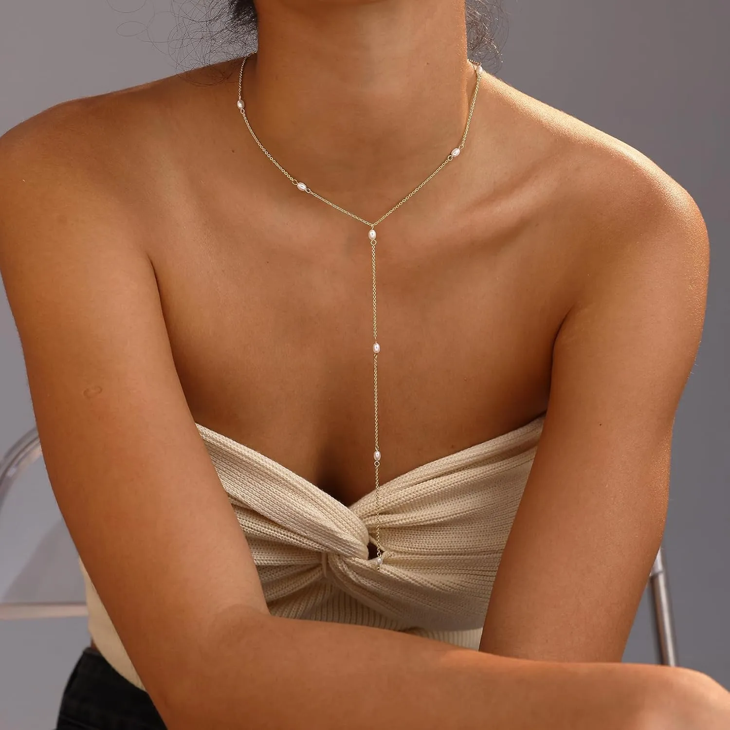 Pearl Necklaces for Women, Dainty Gold Necklace 14K Gold Plated Charm CZ Pearl Pendant Necklace Simple Gold Pearl Choker Necklaces for Women Trendy Wedding Womens Jewelry