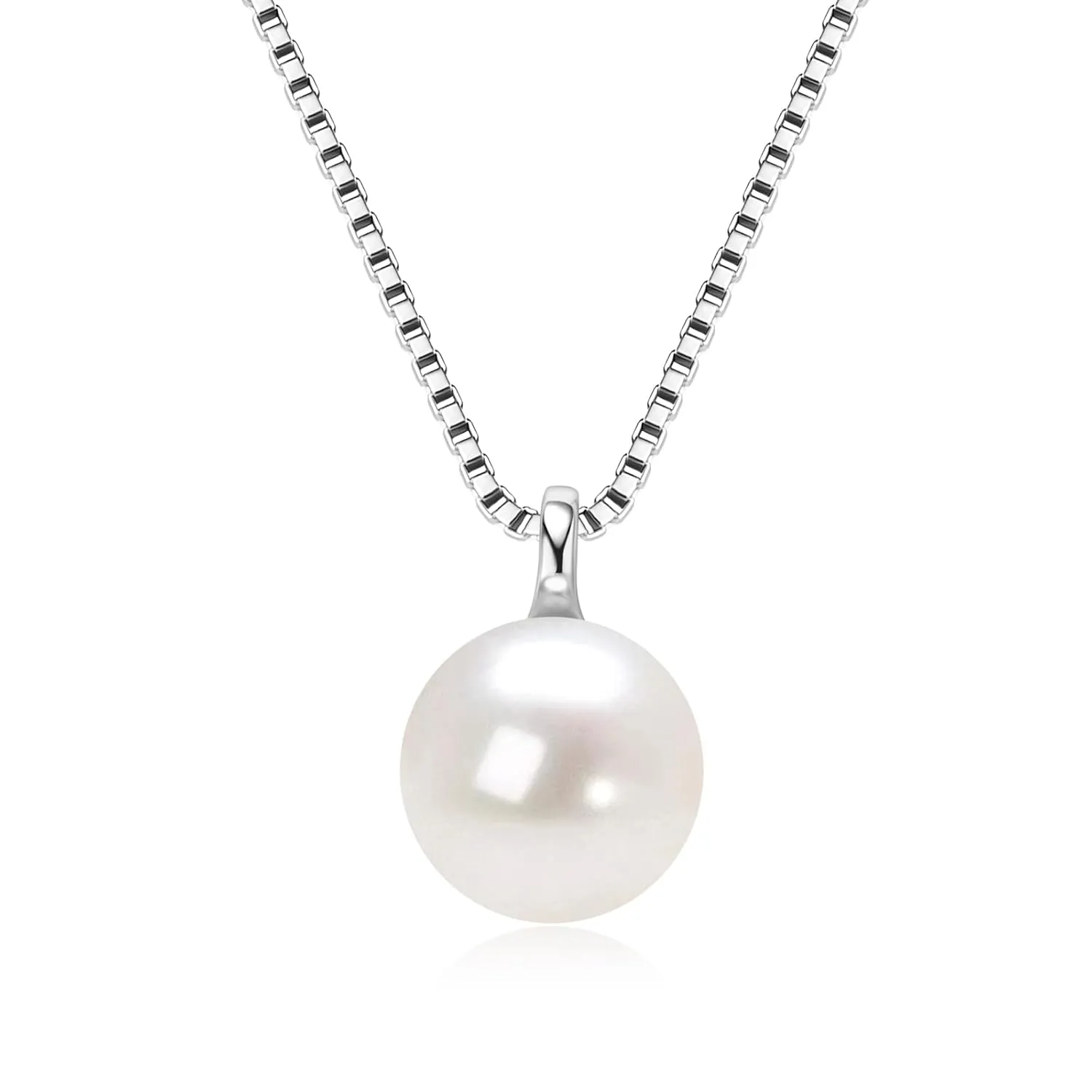 Pearl Necklaces for Women, Sterling Silver Handmade Dainty Freshwater White Pearl Pendant Necklaces Wedding Jewelry Gifts for Briede Mom Wife
