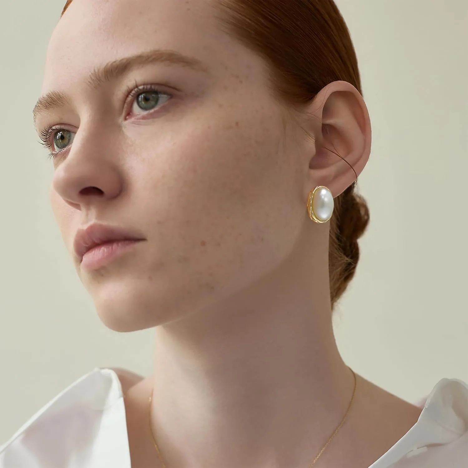 Pearl Stud Earrings, 14K Gold plated Large Pearl Earrings Gold Stud Earrings Handpicked Freshwater Cultured Hypoallergenic Large Pearl Earrings Jewelry Gifts for Her - AAA  Quality