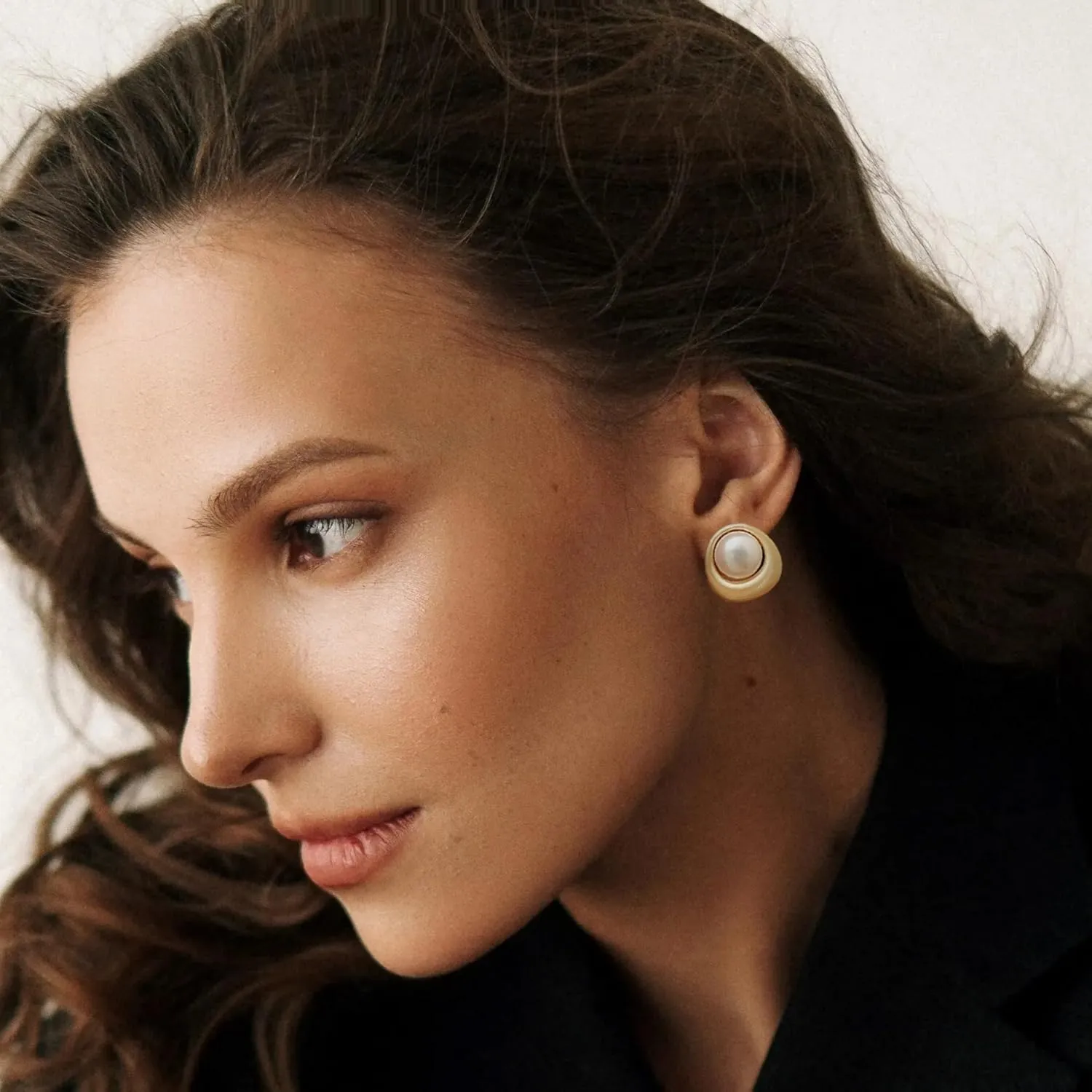 Pearl Stud Earrings, 14K Gold plated Large Pearl Earrings Gold Stud Earrings Handpicked Freshwater Cultured Hypoallergenic Large Pearl Earrings Jewelry Gifts for Her - AAA  Quality