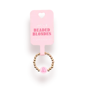 Pink BB Bead Initial Letter Ring