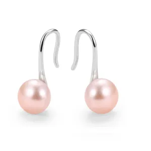 Pink Pearl Earrings For Women??Silver 925 Sterling Silver Freshwater Cultured Pearl Dangle Drop Earrings