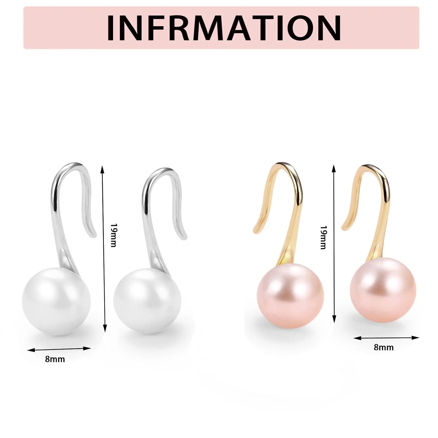 Pink Pearl Earrings For Women??Silver 925 Sterling Silver Freshwater Cultured Pearl Dangle Drop Earrings