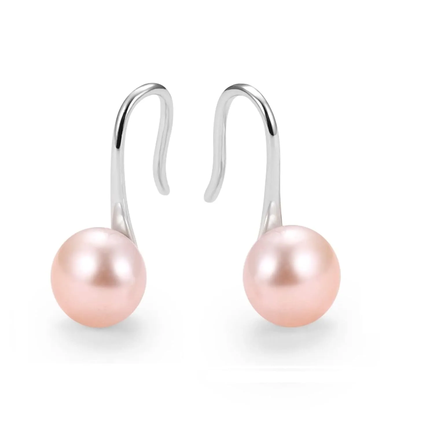 Pink Pearl Earrings For Women??Silver 925 Sterling Silver Freshwater Cultured Pearl Dangle Drop Earrings