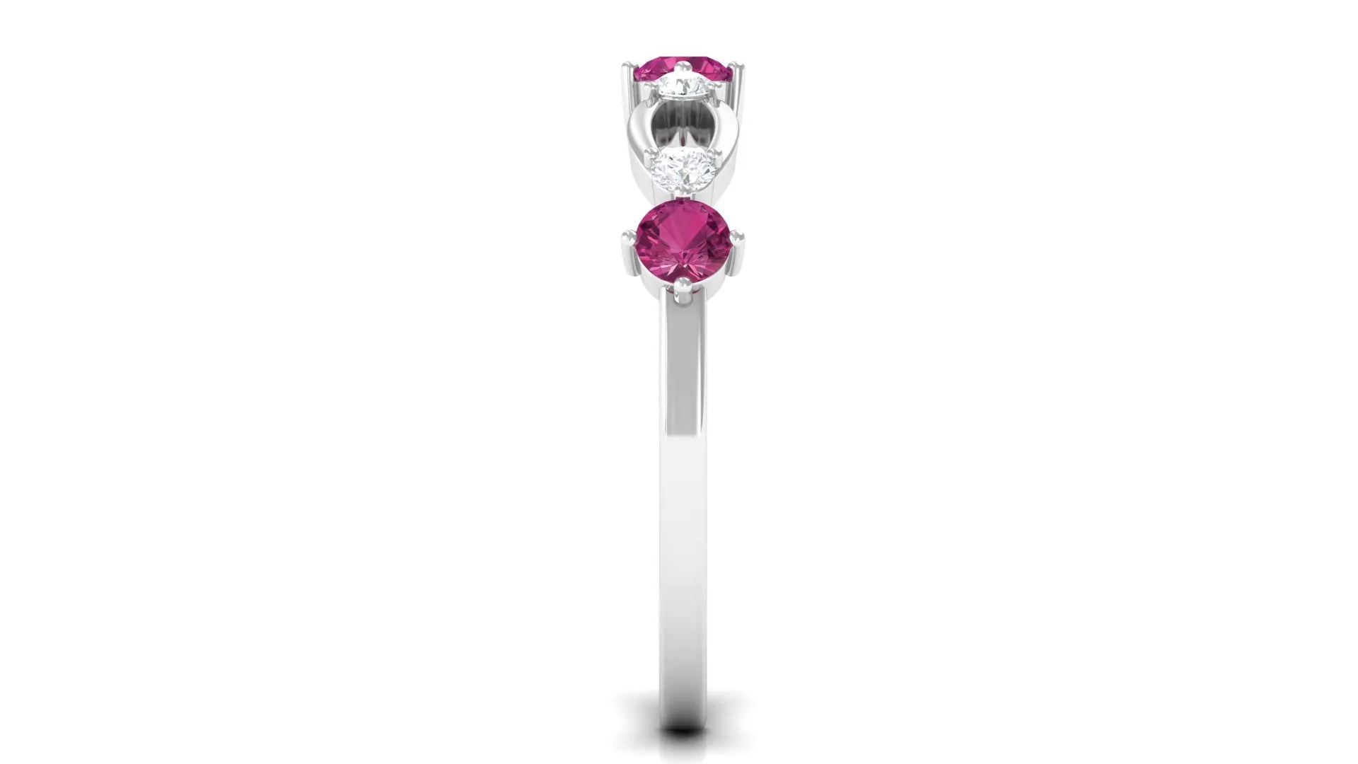 Pink Tourmaline and Diamond Minimal Eternity Anniversary Band Ring