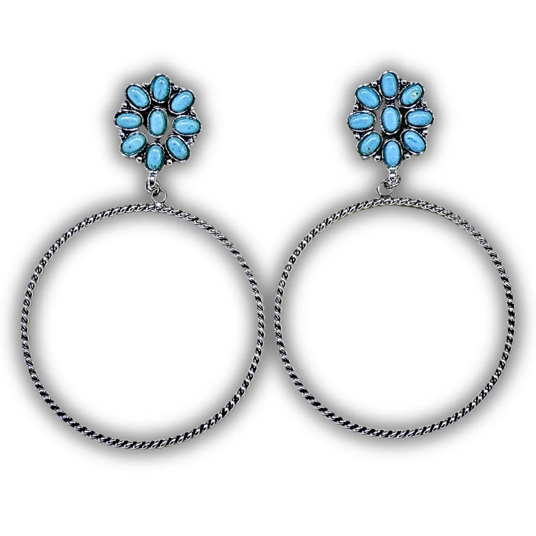 Poppy Stud Dangle Hoop Earrings