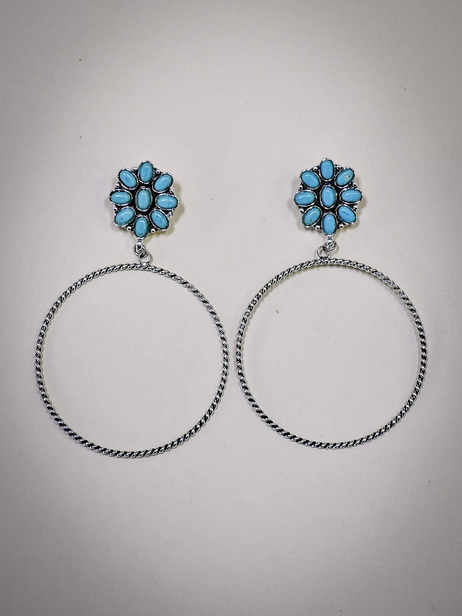 Poppy Stud Dangle Hoop Earrings