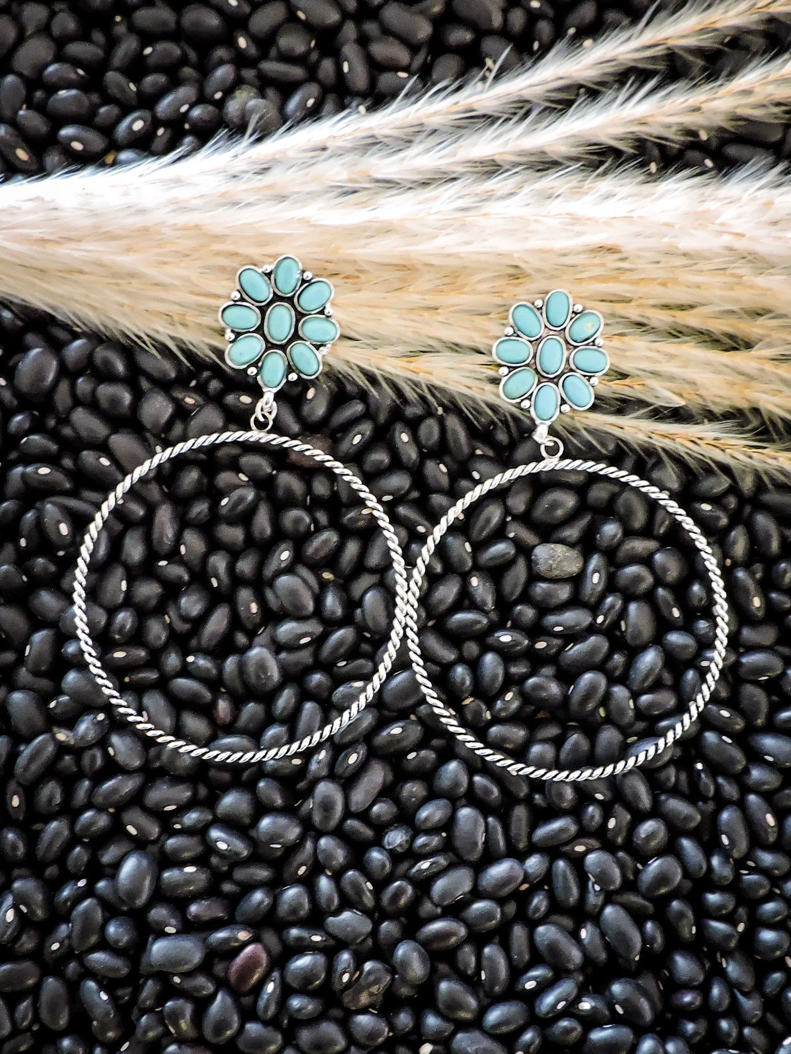 Poppy Stud Dangle Hoop Earrings