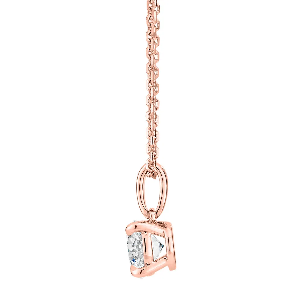 Premium Certified Lab-Grown Diamond, 0.70 carat round brilliant solitaire pendant in 14 carat rose gold