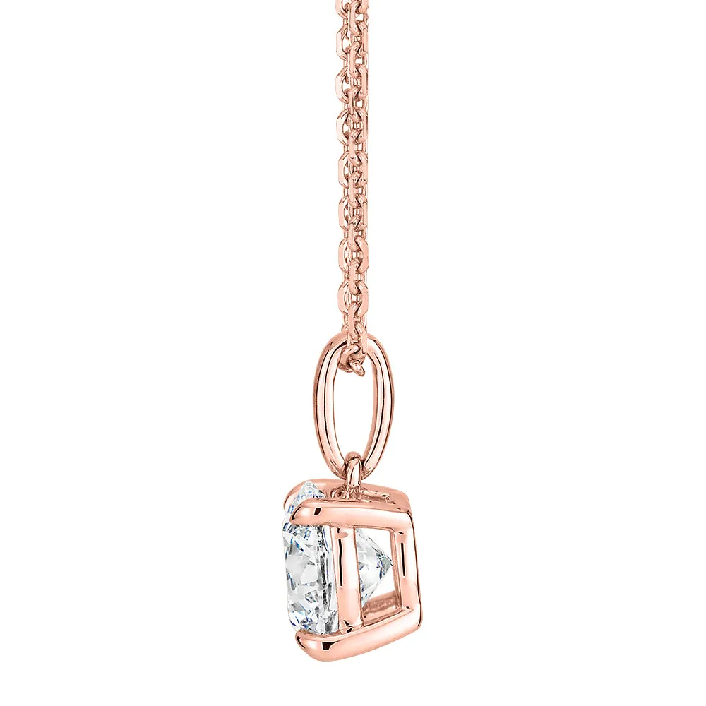 Premium Certified Lab-Grown Diamond, 1.00 carat round brilliant solitaire pendant in 14 carat rose gold