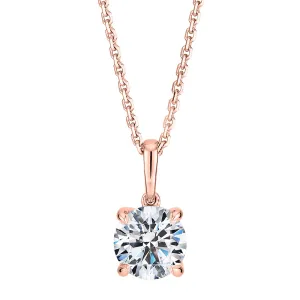 Premium Certified Lab-Grown Diamond, 1.00 carat round brilliant solitaire pendant in 14 carat rose gold