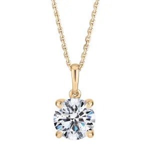 Premium Certified Lab-Grown Diamond, 1.50 carat round brilliant solitaire pendant in 14 carat yellow gold