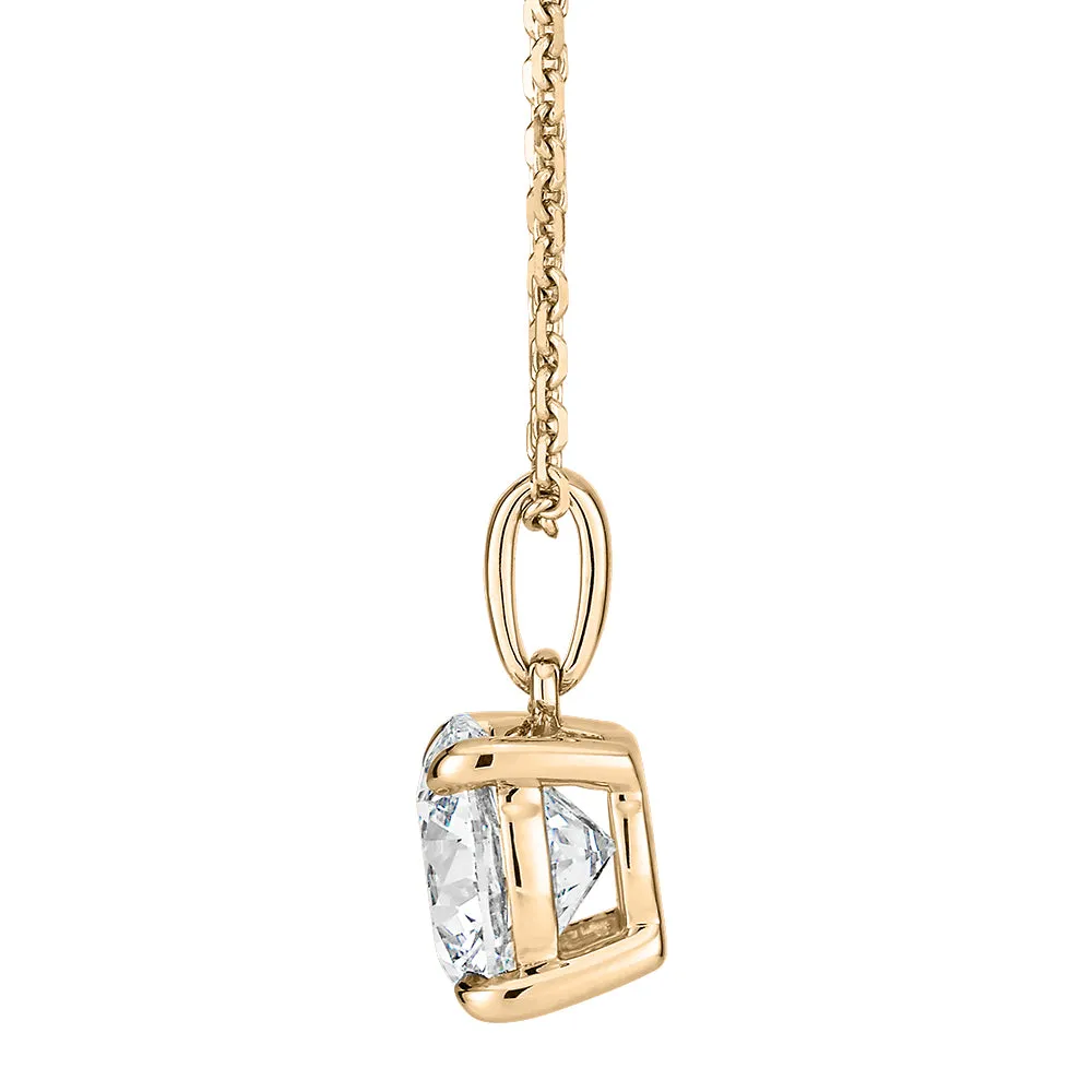 Premium Certified Lab-Grown Diamond, 1.50 carat round brilliant solitaire pendant in 14 carat yellow gold