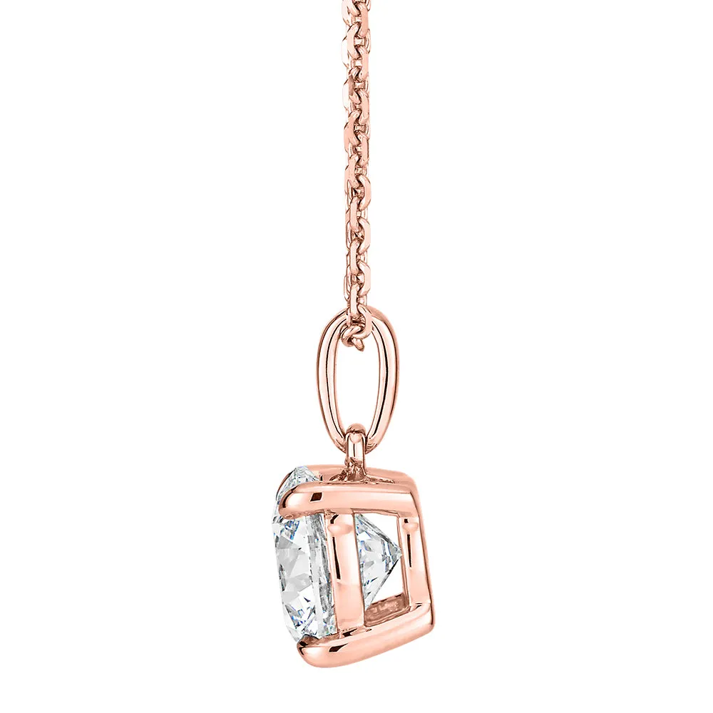 Premium Certified Lab-Grown Diamond, 1.50 carat round brilliant solitaire pendant in 18 carat rose gold