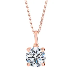 Premium Certified Lab-Grown Diamond, 1.50 carat round brilliant solitaire pendant in 18 carat rose gold