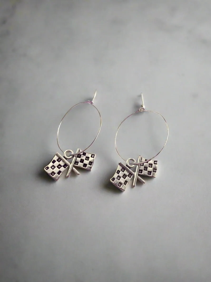 Racing Chequered Flag Earrings