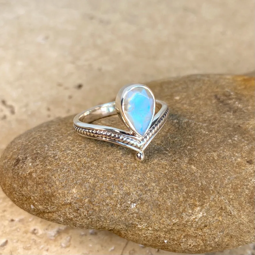 Rainbow Moonstone Ring - Aurora