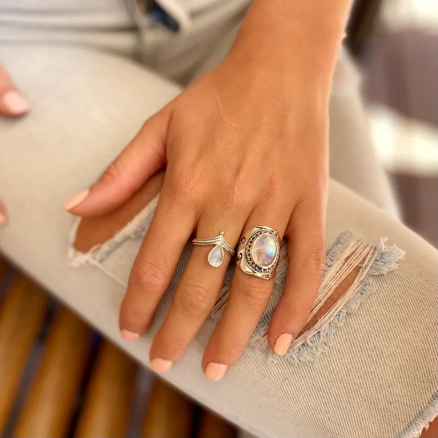 Rainbow Moonstone Ring - Aurora