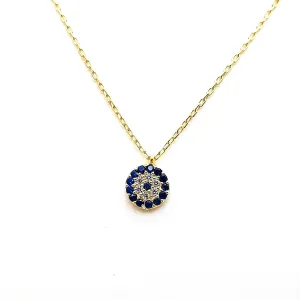 Real Gold Evil Eye Necklace, 10k 14k 18k Solid Gold Evil Eye Charm Necklace, Dainty Evil Eye Gold Pendant, Minimalist Evil Eye Necklace (18, 10k Yellow Gold (Type2 Chain))
