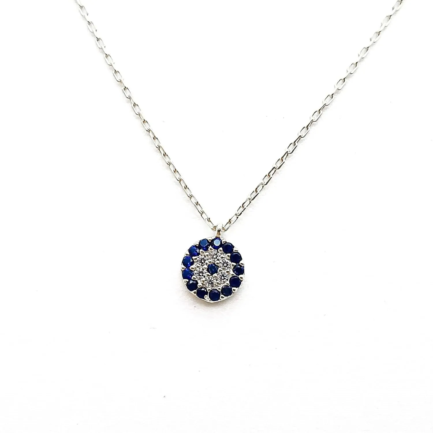 Real Gold Evil Eye Necklace, 10k 14k 18k Solid Gold Evil Eye Charm Necklace, Dainty Evil Eye Gold Pendant, Minimalist Evil Eye Necklace (18, 10k Yellow Gold (Type2 Chain))