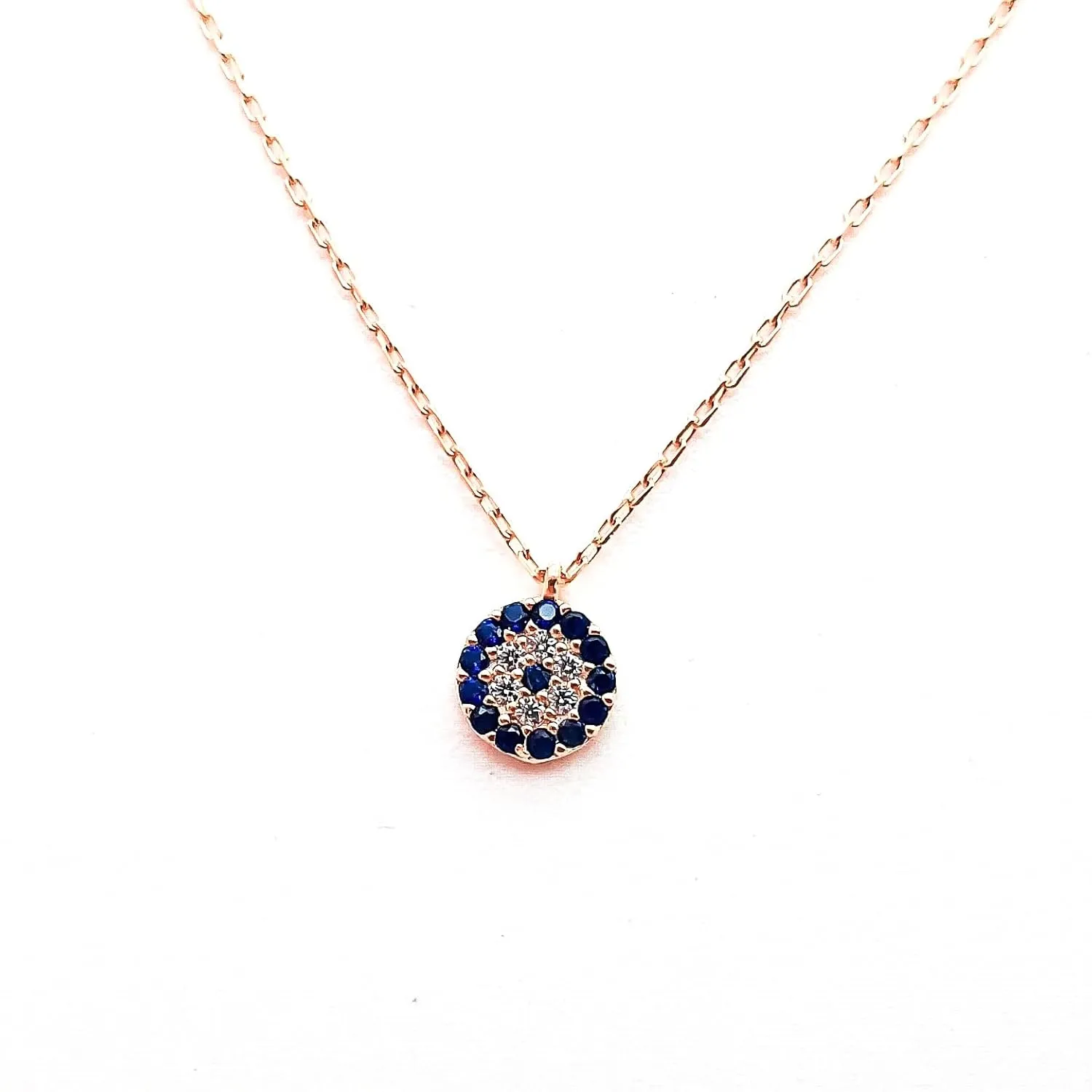 Real Gold Evil Eye Necklace, 10k 14k 18k Solid Gold Evil Eye Charm Necklace, Dainty Evil Eye Gold Pendant, Minimalist Evil Eye Necklace (18, 10k Yellow Gold (Type2 Chain))
